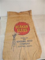 Vintage Beakon Seeds Burlap Sack Gooding Idaho