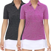 Womens 2 Pack 3/4 Sleeve Golf Polo Shirt