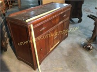 Vintage waterfall front buffet cabinet, fair but