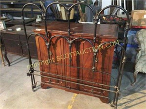 Antique wrought iron full bed headboard and