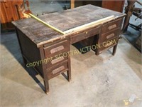 Vintage all wood office desk, 4 drawers and