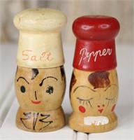 Small Wooden Chef Salt & Pepper Shakers