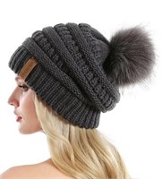 Queenfur Knit Slouchy Beanie for Women-DARY GREY