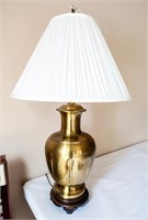 Brass Table Lamp w/Teak Wood Base