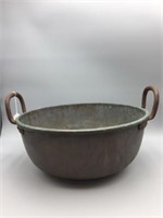 Early dovetailed copper pan