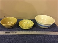 LOT OF 3 STONEWARE BOWLS