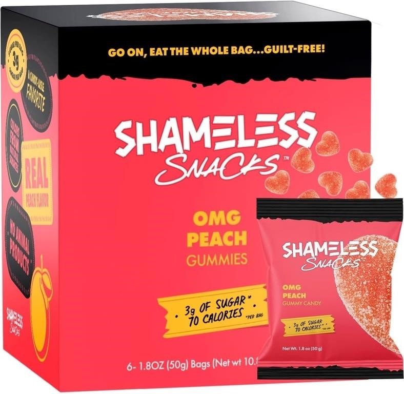 Shameless Snacks - Keto Gummies  6 Pack Sour Peach