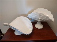 2 Milk Glass Banana Dishes