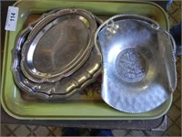 Vintage Floral, Silver-plate, Hammered Alum. Trays
