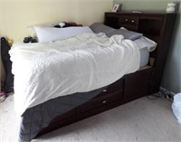 Contemporary Cherry finish high bed with head