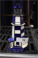 STAINED GLASS LIGHT HOUSE DESK LAMP
