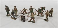 12 Cast Metal Army Soldier Figures