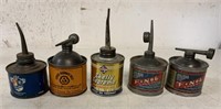 5 small oiler cans (Maytag, Cities Service etc.)