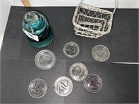 glass inserts for zinc canning lids in basket