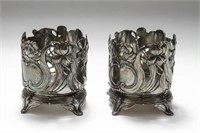 WMF Art Nouveau Silver Plate Wine Coasters, Pr