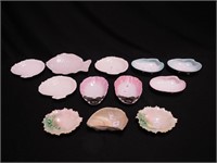 12 china shell-shaped serving dishes, two with