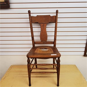 Wood Chair with Wicker Seat