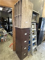 FILE CABINET, WOOD CUBBY, LADDER