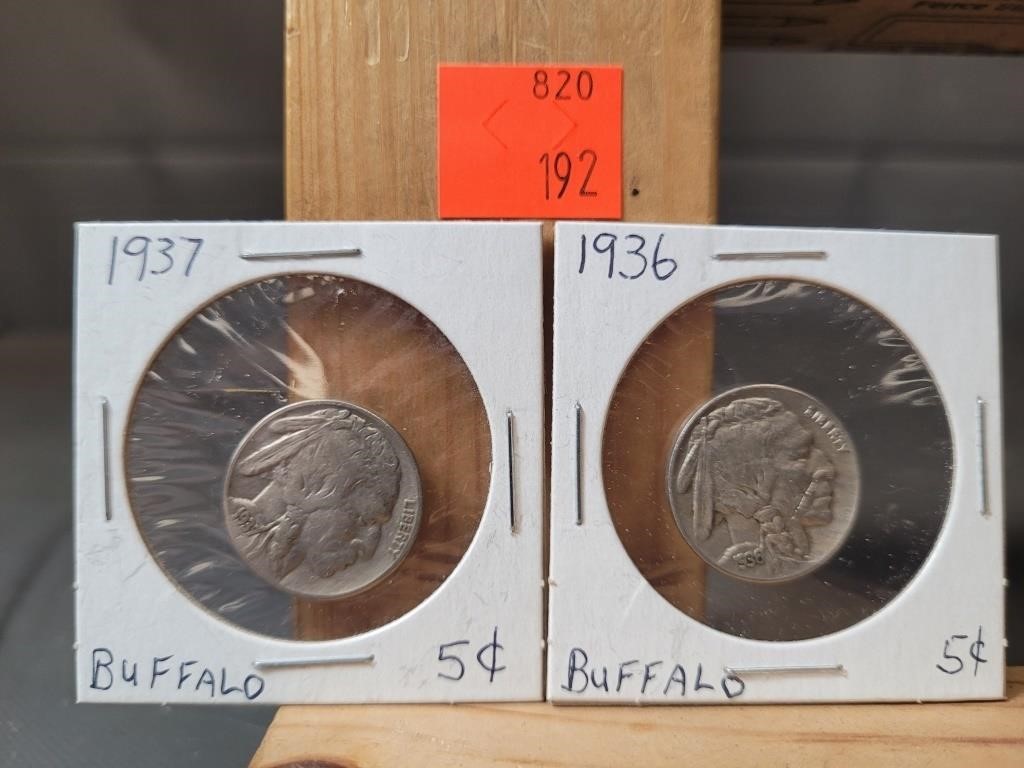 Pair Of Buffalo Nickels 1936 ~ 1937