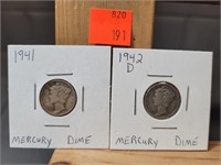 Pair Of Mercury Dimes 1941 ~ 1942 D