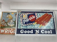 Wrigleys and popsicle metal signs