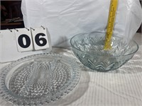 Hobnail Dish and Glass Bowl