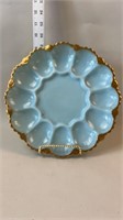 Vintage blue glass Fire King egg plate