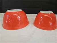 Vintage Pyrex #401 & 402 Red Bowls