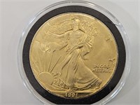 1991 Silver Eagle , Gold Plated Coin