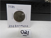 1980 Bermuda 25 cent Queen Elizabeth II