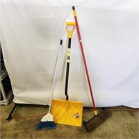 Eureka sweeper, 2 brooms, snow shovel, stepstool
