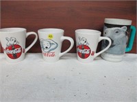4 Coca Cola Mugs / Cups