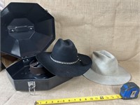 Vintage Cowboy hats w/ Hat box