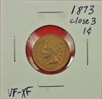 1873 Indian Cent "Close 3" XF