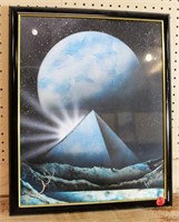 Framed Lunar Print Signed by Israel Saledo