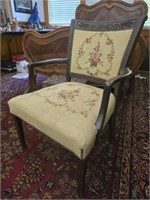 Vintage wood upholstered chair