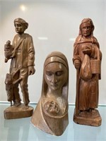 Romanian Hand Carved Statues X3