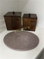 Oval Hot Plate w/ Flour & Sugar Wood Canisters