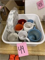 mugs basin paper plates lot