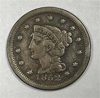 1852 Braided Hair Large Cent Fine F+