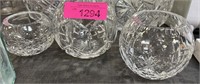 3 PIECE SMALL CRYSTAL ROSE BOWLS