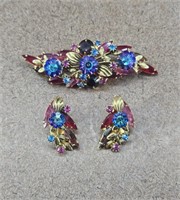 Vtg Juliana Gold Toned Faux Brooch & Earrings