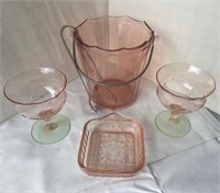 Vintage Pink Glass Ice Bucket
