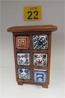 Ceramic Drawer Wood Tea Bag Holder / Dresser