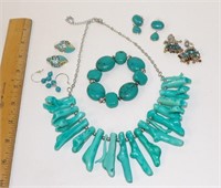 Large Faux Turquoise Jewelry Lot