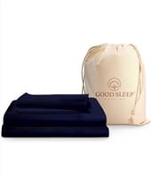 New (Size Queen) 4 Pc Navy Blue Queen Bed Sheets