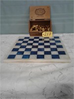 Onyx Chess Board & Box of Playing  Men