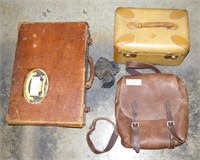 3 pcs Vtg Suitcase & Satchel