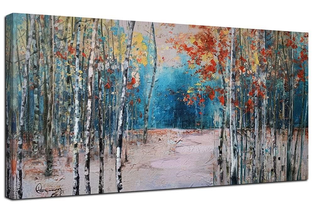 Ardemy White Birch Tree Canvas Wall Art Blue Fores
