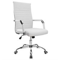 Furmax Ribbed Office Desk Chair Mid-Back PU Leathe